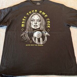 Make Your Own Luck 8 Ball Graphic T Shirt Black 2XL Streetwear Gothic Te